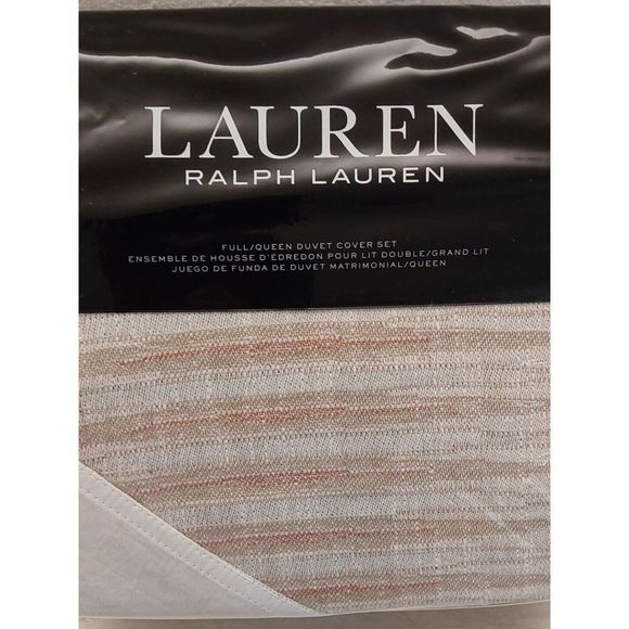 Ralph Lauren MASON GEO STRIPE Cream Multi Cotton Full Queen Duvet Cover Set - Picture 5 of 10